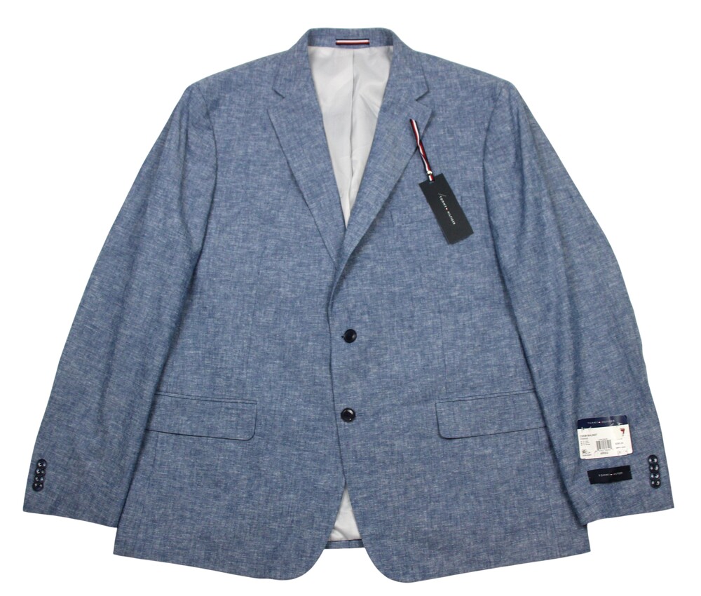 Tommy Hilfiger Conrad Sport Coat Mens 48 R Light Blue Linen Modern Fit Blazer